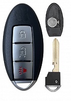 Корпус смарт ключа NISSAN 2+1 кнопки + вставка NSN14, бат.слева, с лого
