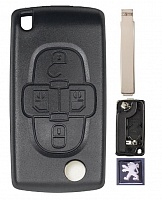 Корпус выкидного ключа PEUGEOT 4 кнопки CIT-1P VA2, бат.на корпусе CE0536, с лого