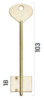 Заготовка дверного ключа Керберос-1 KER1D 103*23,4*17,5мм