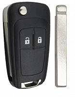 Корпус выкидного ключа CHEVROLET, OPEL 2 кнопки OP-11 HU100, без лого