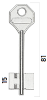 Заготовка дверного ключа Симеко-1 SIM1D 81*23*15,5 мм