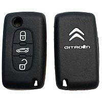 Чехол силиконовый выкидного ключа CITROEN 3 кнопки (с лого)