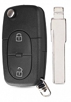 Корпус выкидного ключа AUDI 2 кнопки HU-HAA HU66 CR1616, с лого (#am1241)