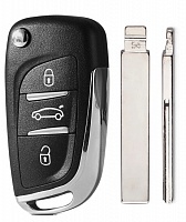 Корпус выкидного ключа CITROEN 3 кнопки HU-HCA HU83, с лого