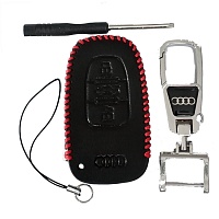 Чехол кожаный смарт ключа AUDI 3 кнопки с карабином