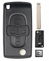 Корпус выкидного ключа CITROEN 4 кнопки CIT-1P VA2, бат.на корпусе, с лого