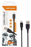 Кабель GoPower GP01M USB - microUSB 2.4А, 1м, ПВХ черный