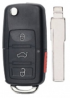 Корпус выкидного ключа VOLKSWAGEN 3+1 кнопки HU-HAA HU66, с лого