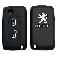 Чехол силиконовый выкидного ключа PEUGEOT 2 кнопки (с лого)