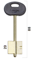 Заготовка дверного ключа Меттэм-6 MET6DP 88*22,2*20,2 мм