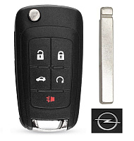 Корпус выкидного ключа OPEL 4+1 кнопки OP-11 HU100,с лого