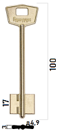 Заготовка дверного ключа Бульдорс-2 BLD2D 100*22*17,4 мм (тонкий)