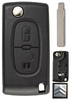 Корпус выкидного ключа CITROEN 2 кнопки HU-HCA HU83, бат. на корпусе CE0536, с лого