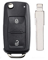 Корпус выкидного ключа VOLKSWAGEN 2 кнопки HU-HAA HU66, с лого (круг)