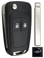 Корпус выкидного ключа CHEVROLET 2 кнопки OP-11 HU100, с лого (круг)