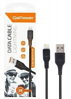 Кабель GoPower GP01L USB - Lightning 2.4А, 1м, ПВХ черный