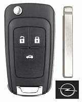 Корпус выкидного ключа OPEL 3 кнопки OP-11 HU100, с лого (#am3282)