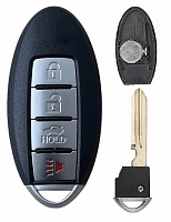 Корпус смарт ключа NISSAN 3+1 кнопка + вставка NSN14, бат. слева, с лого