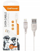 Кабель GoPower GP01L USB - Lightning 2.4А, 1м, ПВХ белый