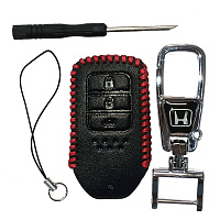 Чехол кожаный смарт ключа HONDA 3 кнопки с карабином