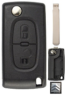 Корпус выкидного ключа CITROEN 2 кнопки CIT-1P VA2, бат.на плате, CE0523, с лого