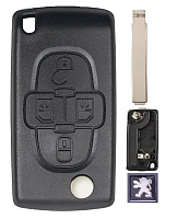 Корпус выкидного ключа PEUGEOT 4 кнопки CIT-1P VA2, бат.на корпусе CE0536, с лого