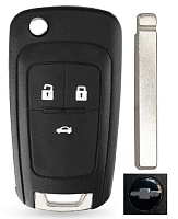 Корпус выкидного ключа CHEVROLET 3 кнопки OP-11 HU100, с лого (круг)