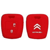 Чехол силиконовый невыкидного ключа CITROEN 2 кнопки красный (с лого)