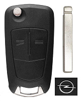 Корпус выкидного ключа OPEL 2 кнопки OP-11 HU100, с лого