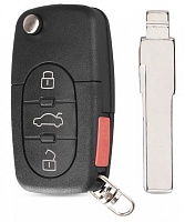 Корпус выкидного ключа AUDI 3+1 кнопка HU-HAA HU66 CR2032, с лого