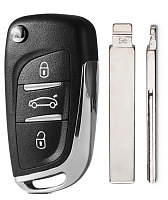 Корпус выкидного ключа CITROEN 3 кнопки HU-HCA HU83, с лого