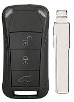 Корпус выкидного ключа PORSCHE 3 кнопки HU-HAA HU66, с лого