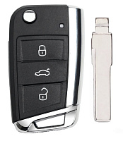Корпус выкидного ключа VOLKSWAGEN MQB 3 кнопки HU-HAA HU66, с лого