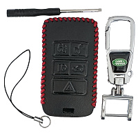 Чехол кожаный смарт ключа LAND ROVER 4+1 кнопки с карабином