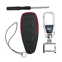 Чехол кожаный смарт ключа FORD 3 кнопки с карабином