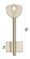 Заготовка дверного ключа Сам-2 SAM2D 70*22,6*14,3 мм