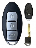 Корпус смарт ключа NISSAN 3 кнопки + вставка NSN14, бат.центр, с лого