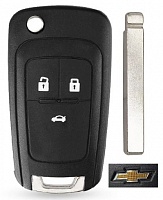 Корпус выкидного ключа CHEVROLET 3 кнопки OP-11 HU100, с лого (#am1979)