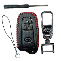 Чехол кожаный смарт ключа TOYOTA 2 кнопки с карабином LC1592