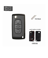 Корпус выкидного ключа PEUGEOT 3 кнопки CIT-1 VA2 бат. на корпусе CE0536, с лого