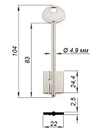 Заготовка дверного ключа Гардиан-13 GRD13D 105*22*24,6 мм 