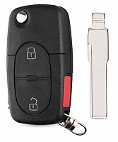 Корпус выкидного ключа AUDI 2+1 кнопка HU-HAA HU66 CR2032, с лого (#am1246)