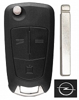 Корпус выкидного ключа OPEL 3 кнопки OP-11 HU100, с лого