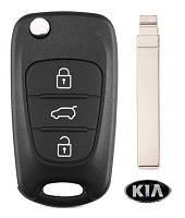 Корпус выкидного ключа KIA 3 кнопки HU134 KIA9, с лого