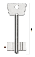 Заготовка дверного ключа Тула-12 TLU12D 66*24,2*11,3 мм