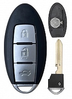 Корпус смарт ключа NISSAN 3 кнопки + вставка NSN14, бат.слева, с лого