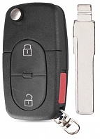 Корпус выкидного ключа VOLKSWAGEN 2+1 кнопки HU-HAA HU66, с лого