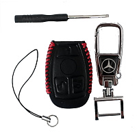 Чехол кожаный смарт ключа MERCEDES 3 кнопки с карабином LC2084