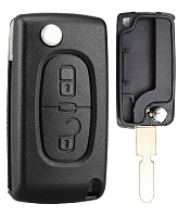 Корпус выкидного ключа PEUGEOT 2 кнопки NE-51 NE78, бат. на плате СЕ0523, с лого