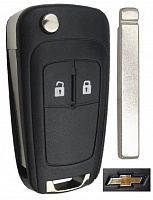Корпус выкидного ключа CHEVROLET 2 кнопки OP-11 HU100, с лого